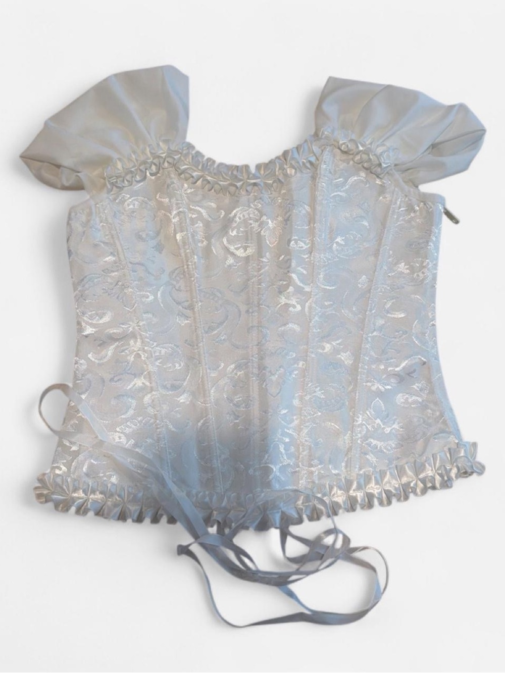 White Brocade Corset Top - Women